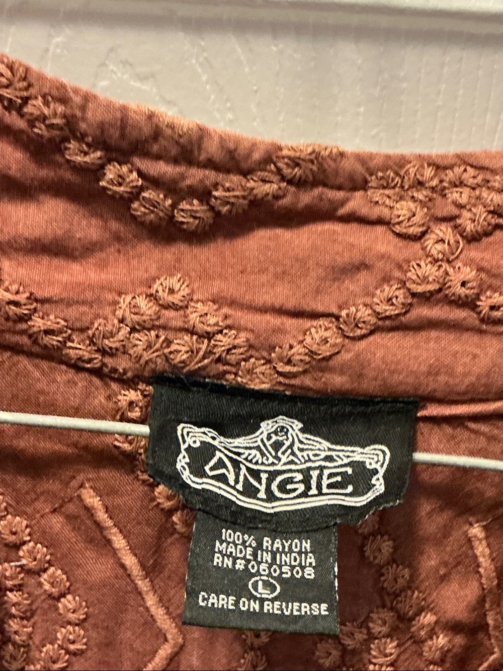 Angie Rust Button-Front Textured Tunic - Picture 3 of 3